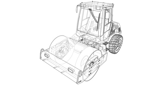 路面机械建筑机械 沥青压实机 vecto建造车辆维修工作卡车活动压实机道路车轮机器插画
