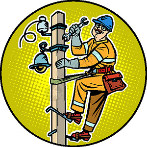 电工电气电源 pol 上的电工力量金属安全服务安全帽维修工程师天空技术电气设计图片