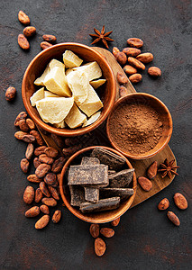 可可豆 黄油和巧克力高清图片