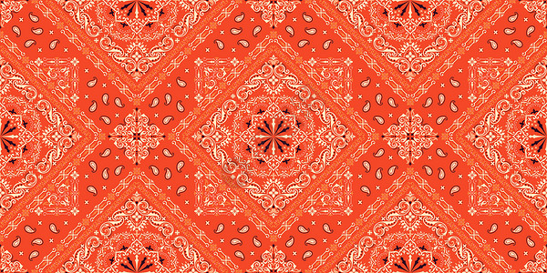 橙色图案的地毯基于装饰佩斯利头巾打印的无缝模式 矢量装饰佩斯利头巾打印 真丝围巾或方巾方形图案设计风格是在织物或纸上印刷的最佳动机艺术布塔衣服插画