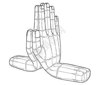 叩手礼人的手在瑜伽合十礼手势设计图片