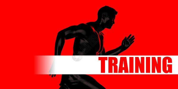 培训概念男人黑色运动红色背景图片