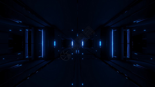 干净的未来派酷科幻隧道 3d 插画背景壁纸墙纸反光反射艺术玻璃小说走廊蓝色运动渲染背景图片