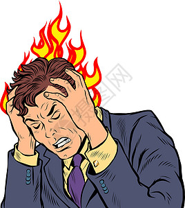 头痛的人 热量和温度高清图片