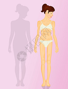 患有厌食症的妇女贪食症饮食失调骨头贫血心理学药品饮食身体女孩食物背景图片