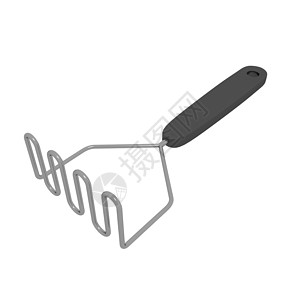 带黑色手柄的不锈钢土豆捣碎器3D 图案便利厨具白色厨房工具状物金属用具塑料厨师白色的高清图片素材