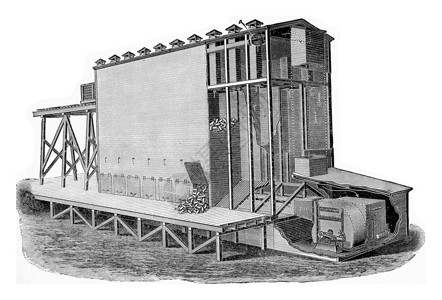 另一种木材逐步干燥装置烘干仪器工业木头黑色白色艺术机器机械雕刻背景图片