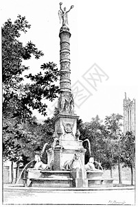 帕米耶的夏特莱特广场 古典雕刻高清图片