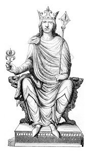 古代雕刻国王雕像古董蚀刻房子艺术黑色白色绘画插图背景图片