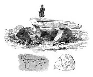 一只多门·克拉奇 在莫尔比汉洛克马里亚奎尔附近 刻着古代雕刻背景图片
