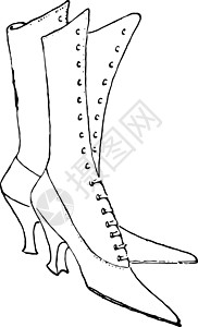 系带鞋设计是膝盖长度的复古雕刻插画