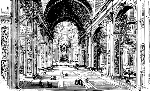 圣彼得教堂位于梵蒂冈罗城的圣彼得·巴西利察插画