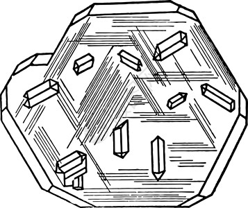 泰坦尼克号铁矿上生长的金红石复古插图背景图片