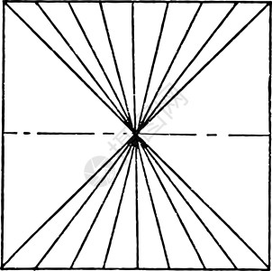 消失点使用直线 空间中的平行线与 v 相交插画