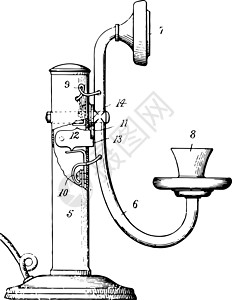 早期示范电话古代插图背景图片