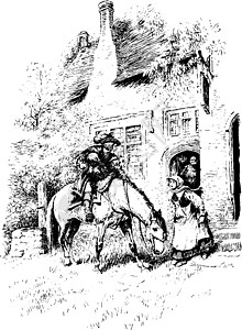 骑马的绅士 古老插图背景图片