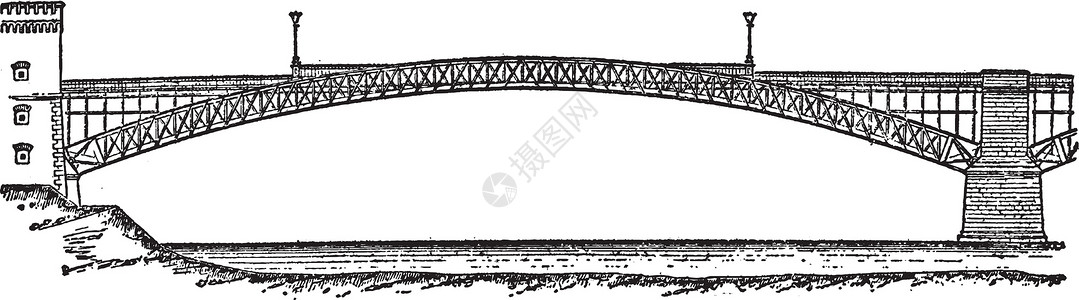科布伦茨桥 古董插图插画