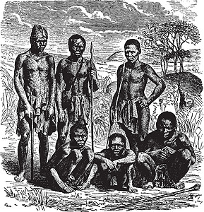 Bushmen 古代插图背景图片