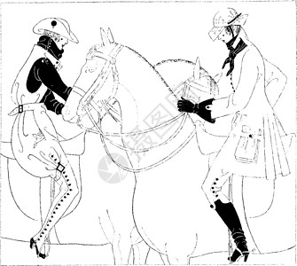 妇女骑马 古代插图背景图片