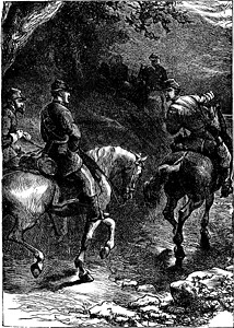 男子骑马复古插画背景图片