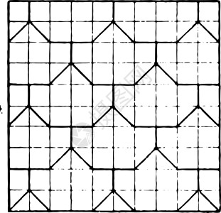 镶嵌复古插画正方形艺术三角形黑色行数雕刻插图绘画白色背景图片