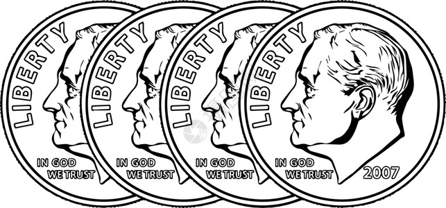 纪念币行的角钱复古插图黑色白色艺术雕刻绘画硬币插画