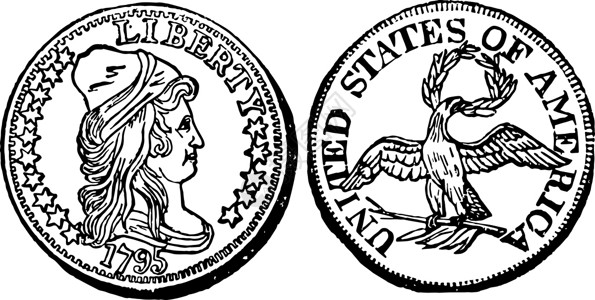 5角硬币金鹰角币 1795年的古董插图插画