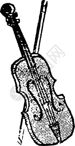 小提琴 古董插图背景图片
