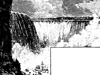 尼亚加拉大瀑布复古它制作图案插画
