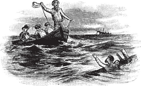 船难水手 旧式插图背景图片