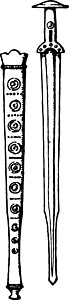 铜器时代剑和史卡巴的古董插图背景图片