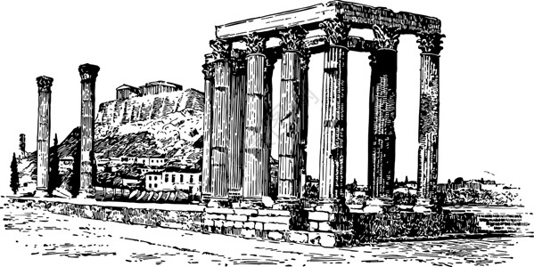 奥林匹亚 古董插图背景图片