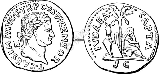 Romanins (Denarius) 古董插图背景图片