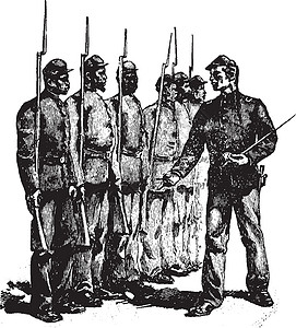 非裔美国士兵 古典插图背景图片