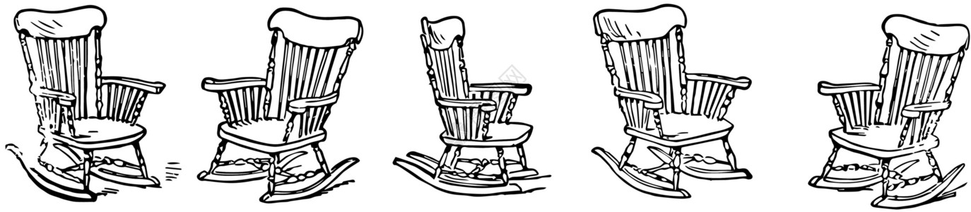 一张摇椅 陈年插图背景图片