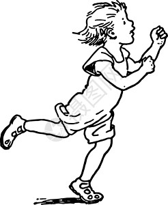 儿童跑步老古董插图背景图片
