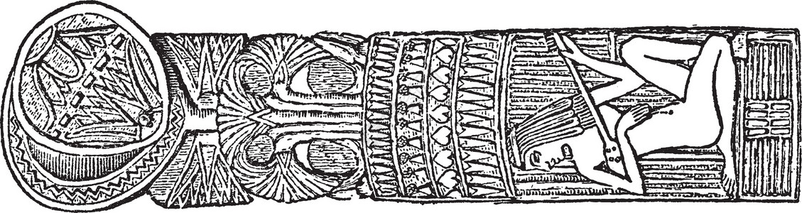 木质勺子实用带封面的雕刻木质勺是一种埃及模式 陈年e插画