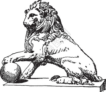狮子雕像是在西班牙科特斯宫门前发现的背景图片