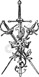 制剑符号采用文字复古雕刻的形式背景图片