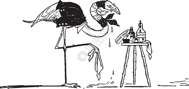 动物字母表它制作图案火烈鸟插图黑色裙子白色艺术眼泪瓶子药品绘画背景图片