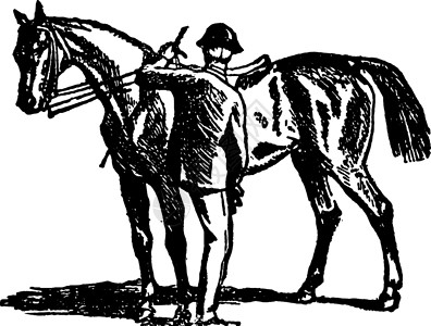 骑马复古插画黑色艺术绘画插图白色骑术雕刻背景图片