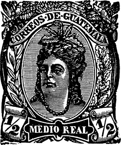 1878年危地马拉中士Real印章 古典插图背景图片