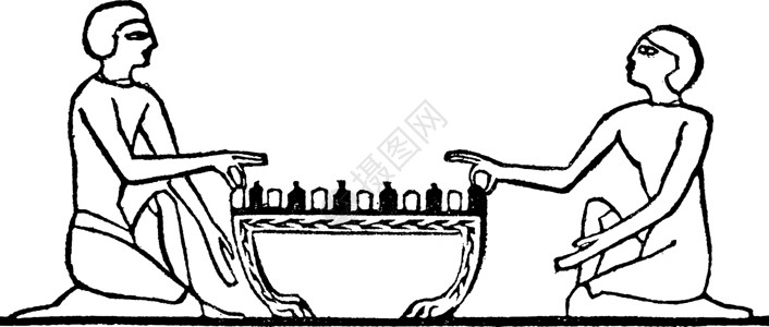 埃及国际象棋游戏复古插画背景图片