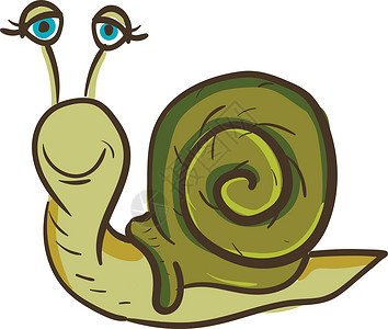快乐的绿色蜗牛矢量彩色插图背景图片
