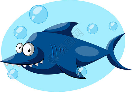 蓝鲨鱼 矢量颜色说明背景图片