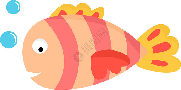 有粉色条纹 矢量或颜色插图的鱼高清图片