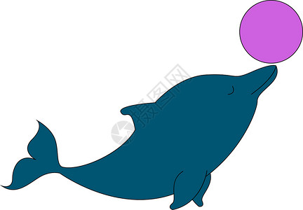 玩球的海豚带球 插图 白底矢量的可爱海豚插画