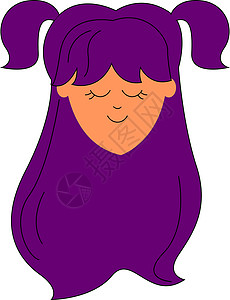 长紫色头发 插图 白色背面矢量的女孩背景图片