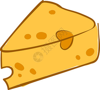 白色背景上的一块奶酪插画矢量营养小吃反射插图食物牛奶美食三角形早餐奶制品背景图片