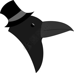帽子上鸟白色背景上带帽子的乌鸦设计图片